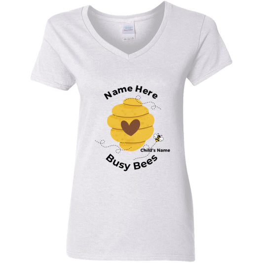 Busy Bee V-Neck T-Shirt For Grandma (1 Grandchild Name)